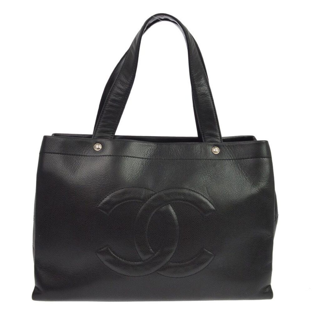 Chanel Vintage Timeless Shopping Caviar Black Leather Tote Bag Bag